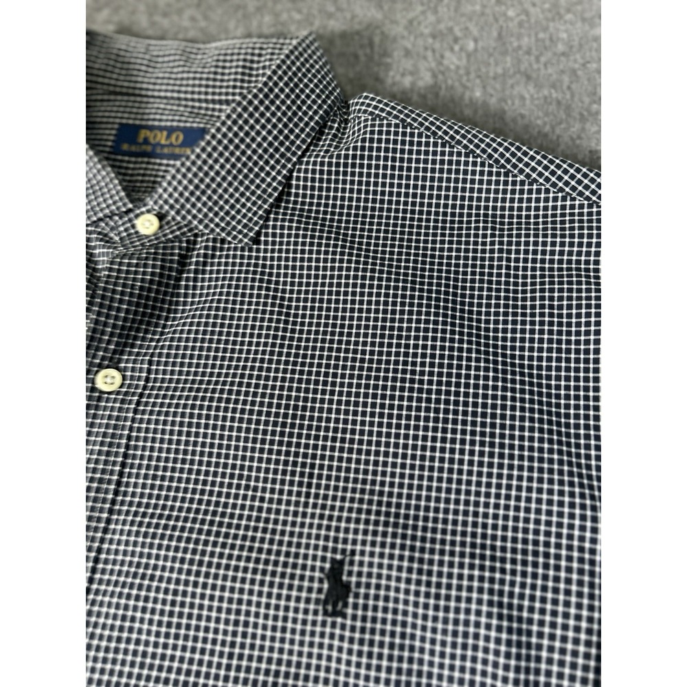 Ralph Lauren Black Gingham Check Long Sleeve Button Down Dress Shirt XXL